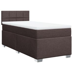 vidaXL cama box spring con colchón tela marrón oscuro 90x190 cm
