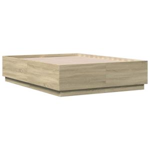 vidaXL estructura cama con luces LED madera roble sonoma 135x190 cm