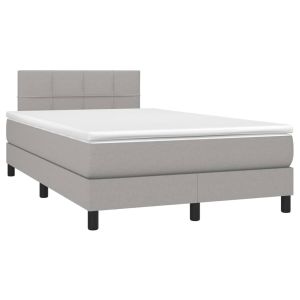 vidaXL cama box spring con colchón tela gris claro 120x190 cm
