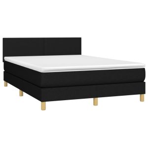 vidaXL cama box spring con colchón tela negro 140x190 cm