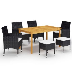 vidaXL juego de comedor de jardín de 7 piezas negro
