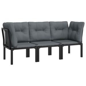 vidaXL juego de muebles jardín 3 pzas ratán sintético negro y gris