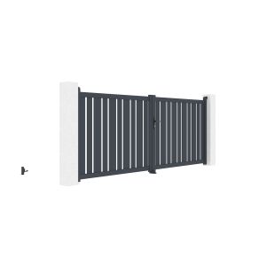 Pack portão giratório 3,5m a.140cm veymont + 2 postes eifel alt.166cm cinza