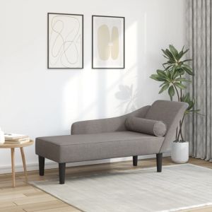 Chaise lounge com almofadões tecido cinzento-acastanhado wf507093