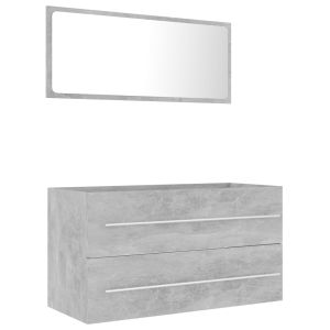 2 pcs conj. Móveis casa de banho contraplacado cinzento cimento