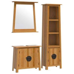 3 pcs conjunto móveis p/ casa de banho madeira de pinho maciça