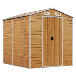 Abrigo de jardim 191x215x198 cm aço galvanizado castanho-claro