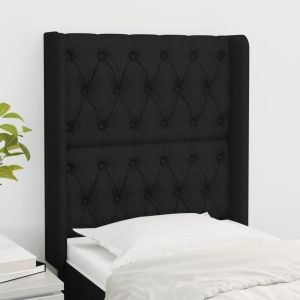 Cabeceira de cama c/ abas tecido 83x16x118/128 cm preto ptob8546