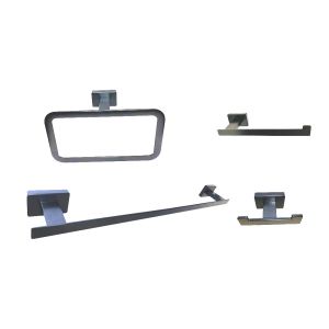 Kibath pack com 4 acessórios de casa de banho em antracite aço inox..