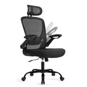 Cadeira de escritório ergonómica em tela, cadeira com suporte lombar acolch