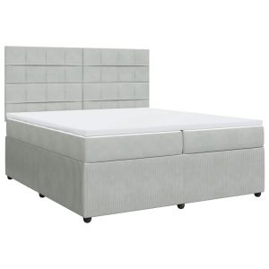 vidaXL cama box spring con colchón terciopelo gris claro 200x200 cm