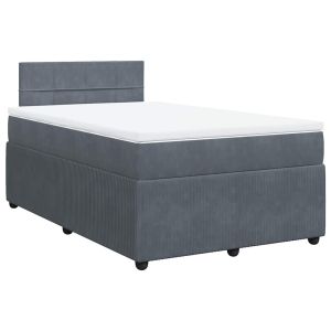 vidaXL cama box spring con colchón terciopelo gris oscuro 120x190 cm