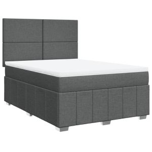 vidaXL cama box spring con colchón tela gris oscuro 140x190 cm