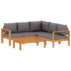 vidaXL set sofás de jardín con cojines 4 pzas madera maciza de acacia