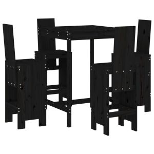 vidaXL set de mesa y taburetes altos jardín 5 piezas madera pino negro