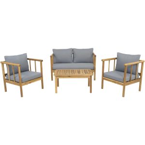 Conjunto de jardim em madeira com almofadas incluídas <<milano>> - 4 lugare