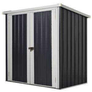 Abrigo de armazenamento aço galvanizado e pp preto e branco 147x86x134 cm