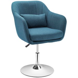 Cadeira giratória poliéster, espuma, metal azul-celeste 60x60x79-91cm