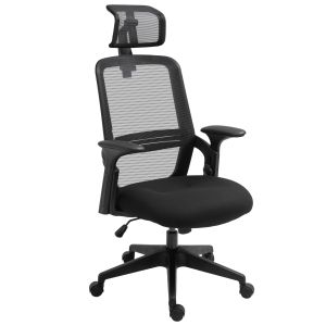 Cadeira de escritório poliéster, espuma, nylon, pp e metal preto