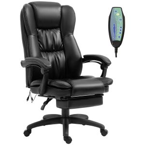 Cadeira de escritório com massagem pu, pp, espuma e nylon preto