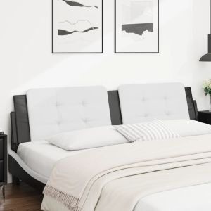 Almofadão de cabeceira 200 cm couro artificial preto e branco