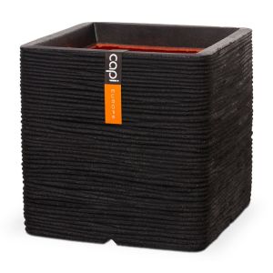 Capi vaso quadrado nature rib 50x50 cm preto