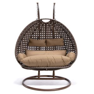 Silla colgante twin de poliratán - marrón para 2 personas