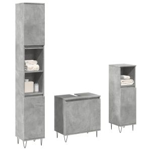 3 pcs conj. Móveis casa banho derivados madeira cinza cimento ptr4907