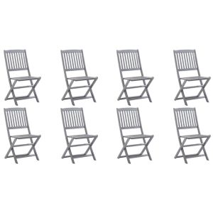 Cadeiras de exterior dobráveis 8 pcs madeira de acácia maciça