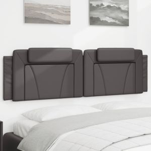 Almofadão de cabeceira 180 cm couro artificial cinzento ptob6323