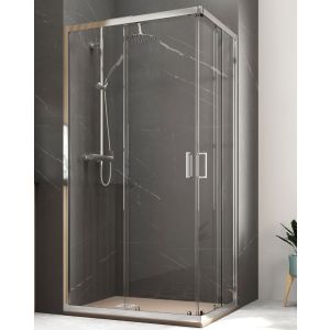 Cabine de duche retangular angularcorredera |trans.|frente 100 lateral 80cm