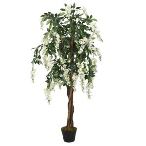 Glicínia artificial 840 folhas 150 cm verde e branco ergft3737