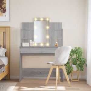 Toucador com luzes LED 96x40x142 cm cinzento sonoma pt1402