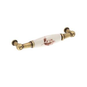 Puxador para mobiliário zamac e porcelana dist entre furos 96 mm lote  6