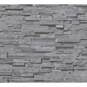 Livingwalls papel de parede pedra cinzento 53 cm x 10.05 m