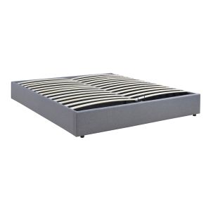 Cama estofada nola com estrado 180x200 cm linho cinzento [en.casa]
