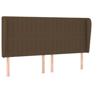 vidaXL cabecero con orejas de tela marrón oscuro 203x23x118/128 cm