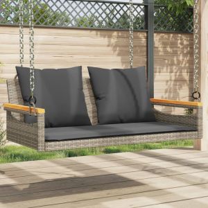 Banco baloiço com almofadões 109x62x40 cm vime pe cinzento