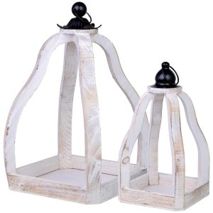 2 suportes para floreira de madeira 29x29x49h-18x18x34h cm