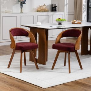 Conjunto de 2 cadeiras de jantar giratórias 44x41x75cm linho – vinho