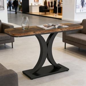 Mesa consola industrial castanho preto 100x29,5cm