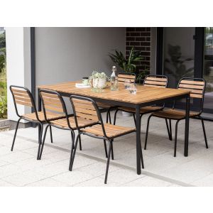 Conjunto de refeição madeira de acácia castanho vallese