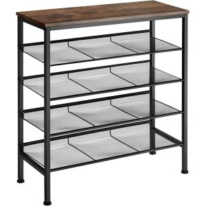 Sapateiro estilo industrial e 4 prateleiras 75,5x30,5x85,5cm madeira oscura