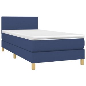 vidaXL cama box spring con colchón tela azul 90x200 cm