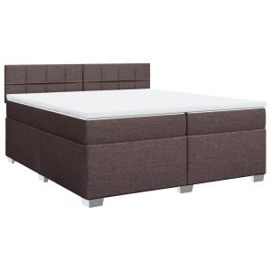 vidaXL cama box spring con colchón tela marrón oscuro 200x200 cm