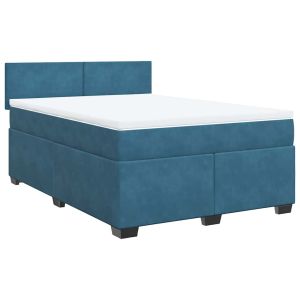 vidaXL cama box spring con colchón terciopelo azul 140x190 cm