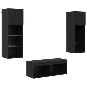 Móvel de tv de parede - helloshop26 - conjunto de 4 - preto - 40x30x30 cm -