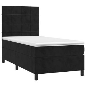 vidaXL cama box spring con colchón terciopelo negro 90x200 cm
