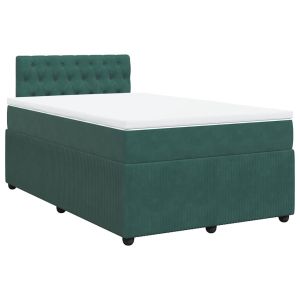 vidaXL cama box spring con colchón terciopelo verde oscuro 120x200 cm