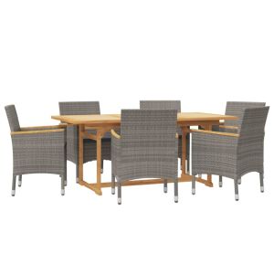 vidaXL juego de comedor de jardín 7 piezas con cojines gris